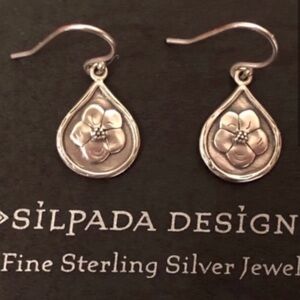 Vintage Silpada Sterling Silver Poppy Flower Earrings